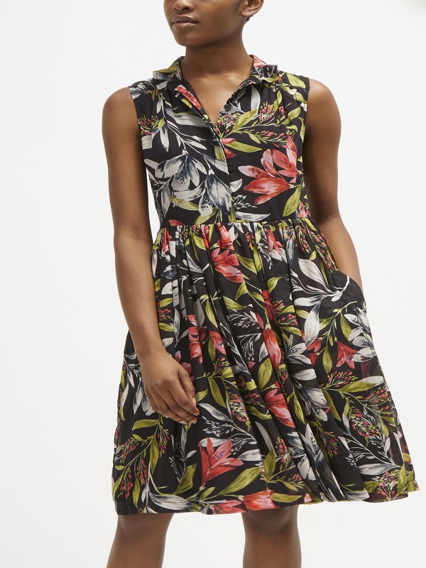 Cadencia Drape Floral Shirt Dress