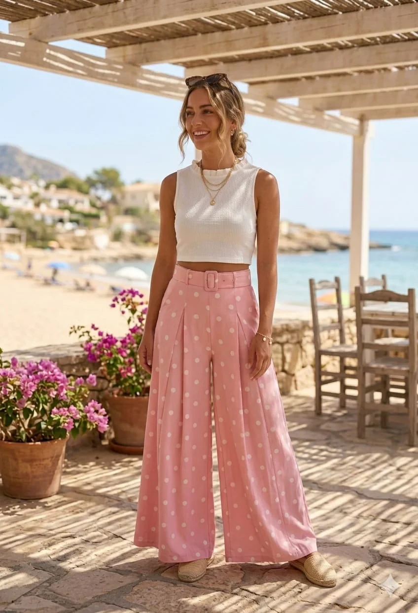 SPOT BELTED TROUSERS