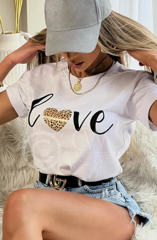 SHERRY 'LOVE' GRAPHIC ANIMAL PRINTED T-SHIRT TOP