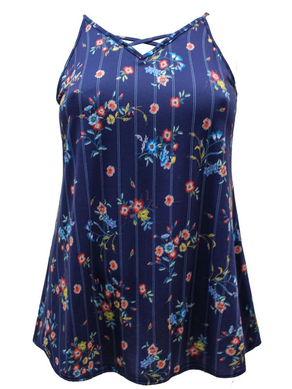 NAVY Floral Strappy Cami Top