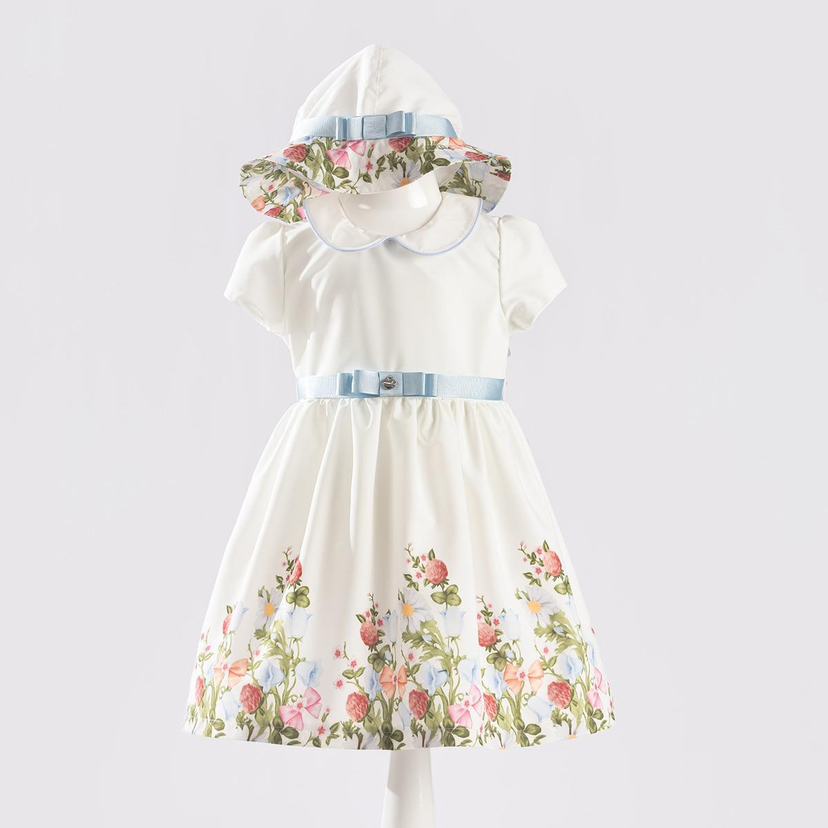 Baby Girls Floral Print Cotton Summer Dress with Hat (9-24MY)