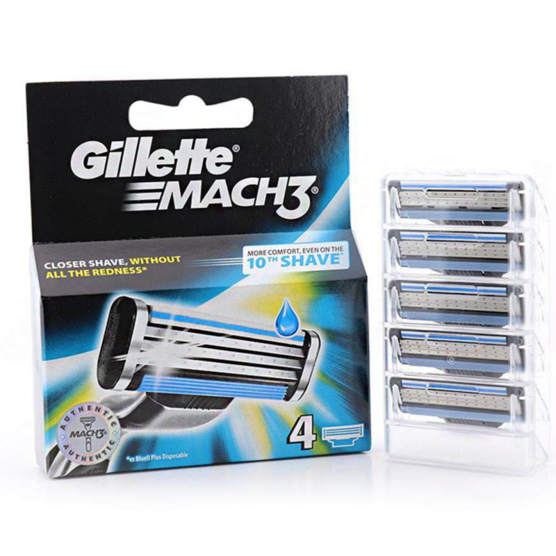 Gillette Mach 3 Razor Blades For Men With 3 Stainless Steel Sharp Blades 4Pack