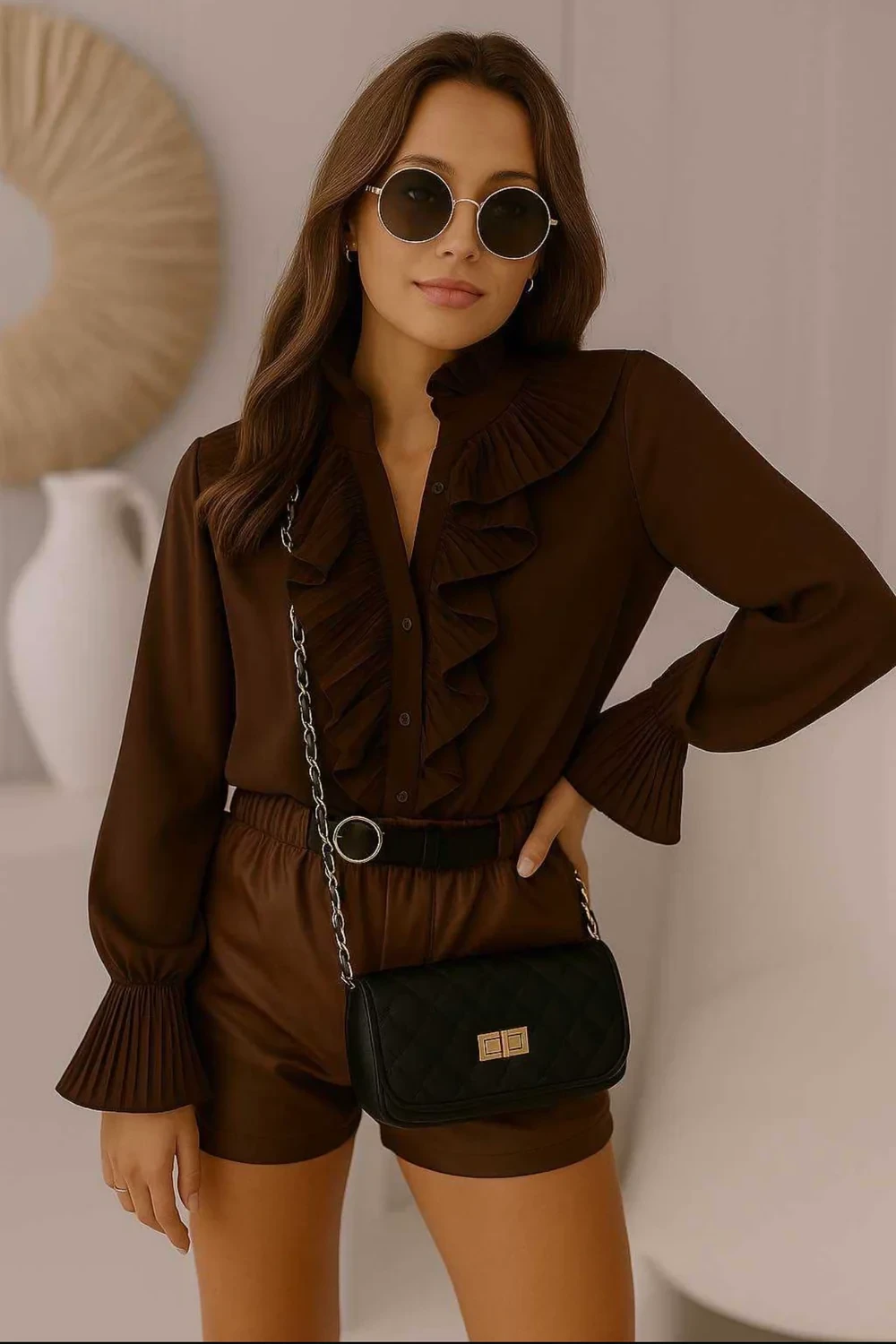 PLEATED RUFFLED SHIRT