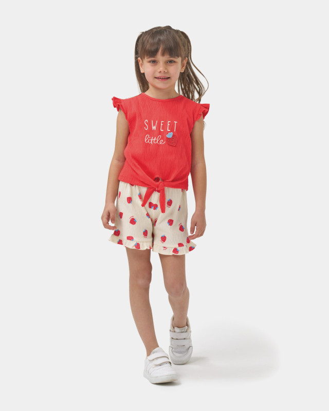 Girls Strawberry Tie Up Top & Shorts Set (2-5Y)