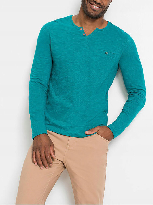 Mens Pure Cotton Long Sleeve Fine Stripe Jersey T-shirt