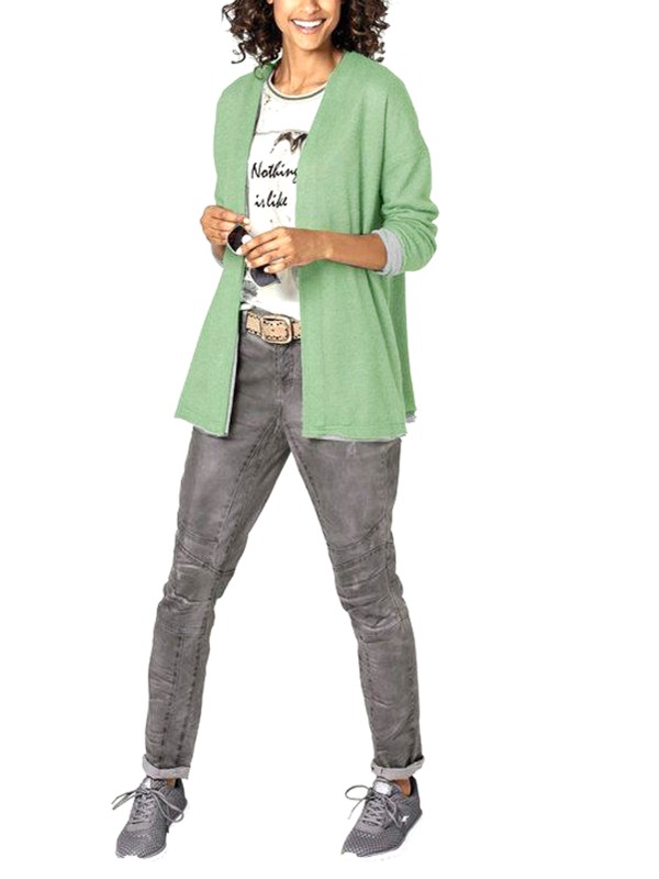 GREEN Wool Blend Open Cardi Jacket