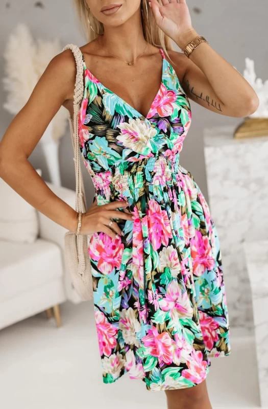GIANNA FLORAL WRAP MINI DRESS-MULTI