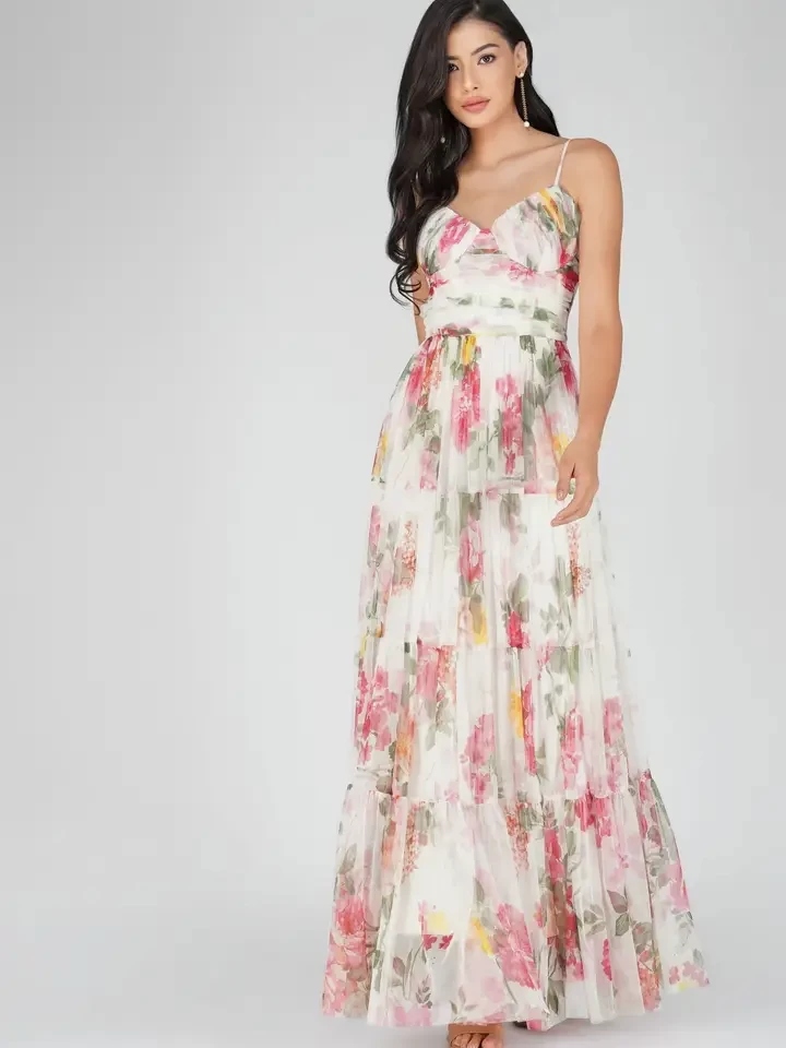 Thea Tulle Floral Maxi Dress