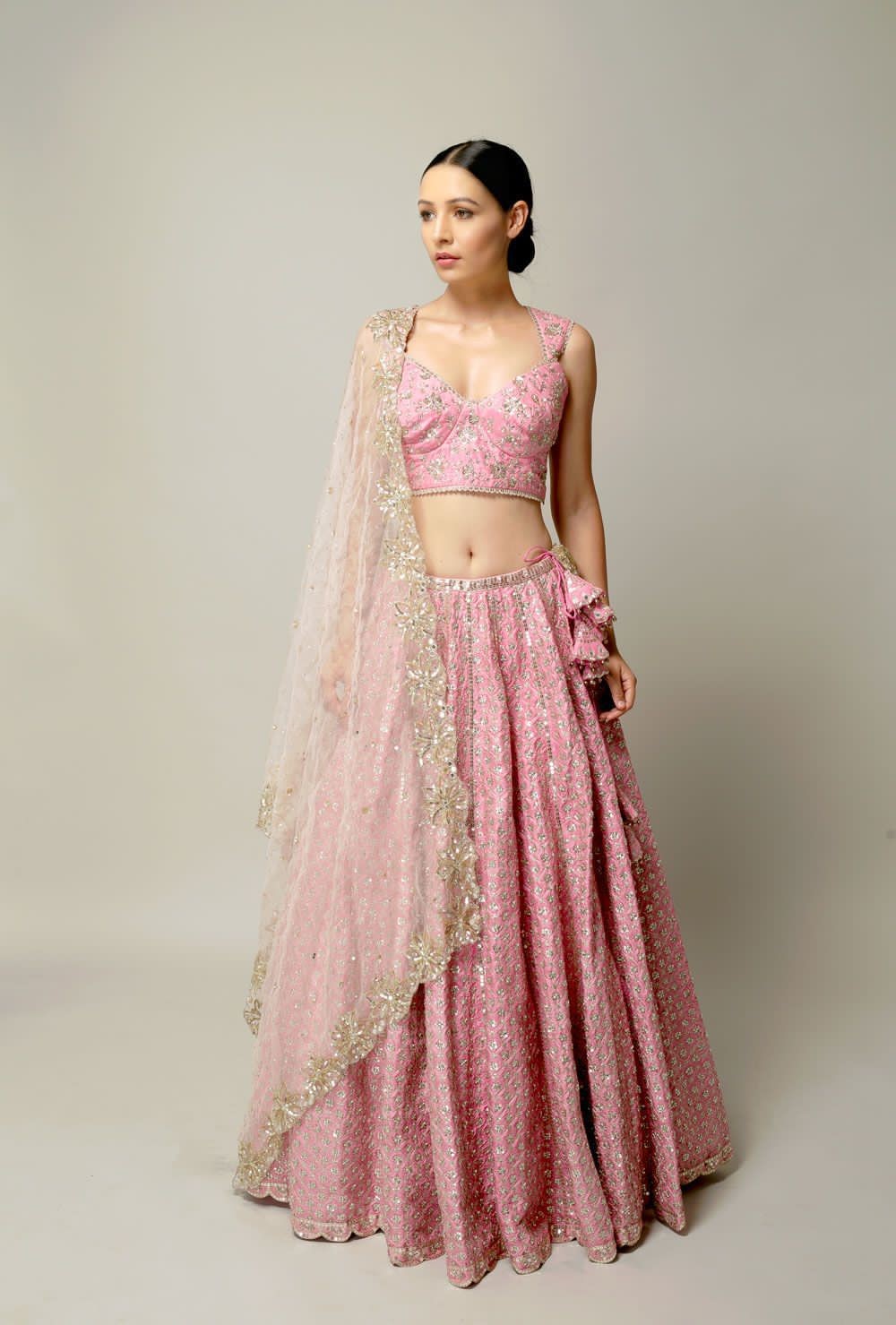 Satin silk lehnga with Dori & sequence work Lehenga