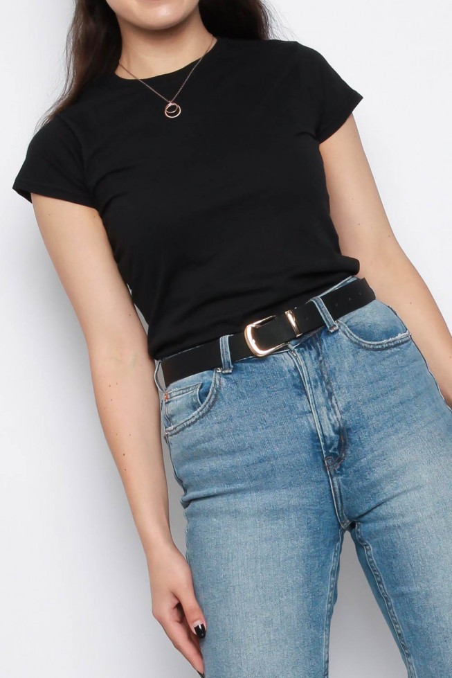 Basic Plain Cotton Fitted T-shirt