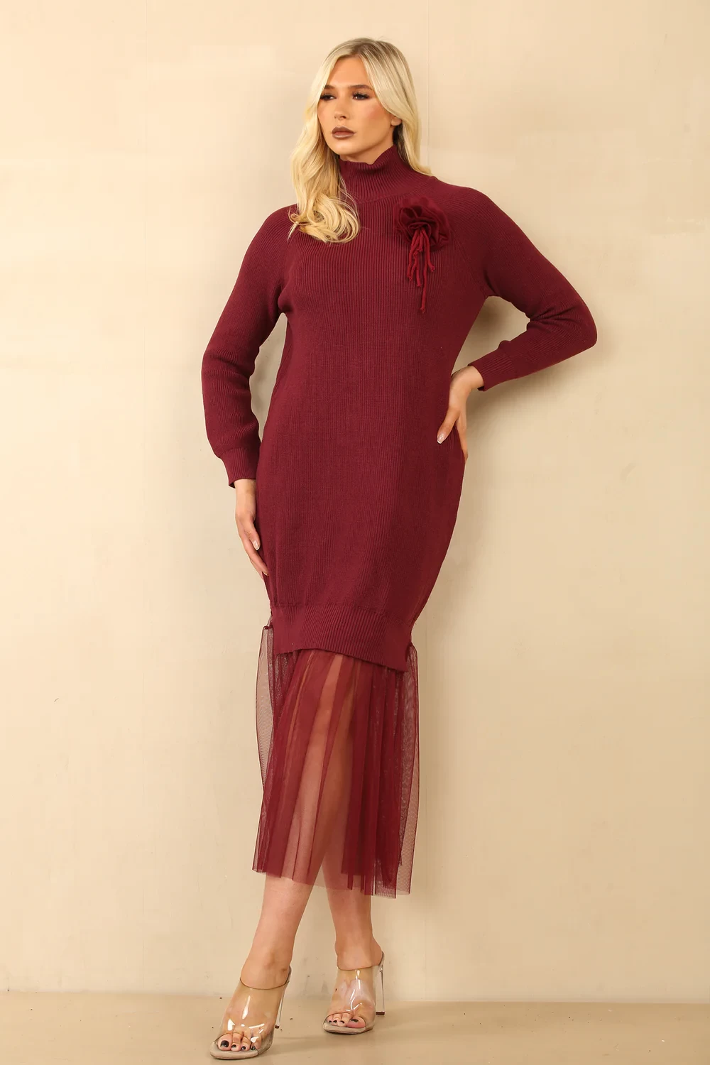 AMY FLOWER PATCH TULLE JUMPER DRESS