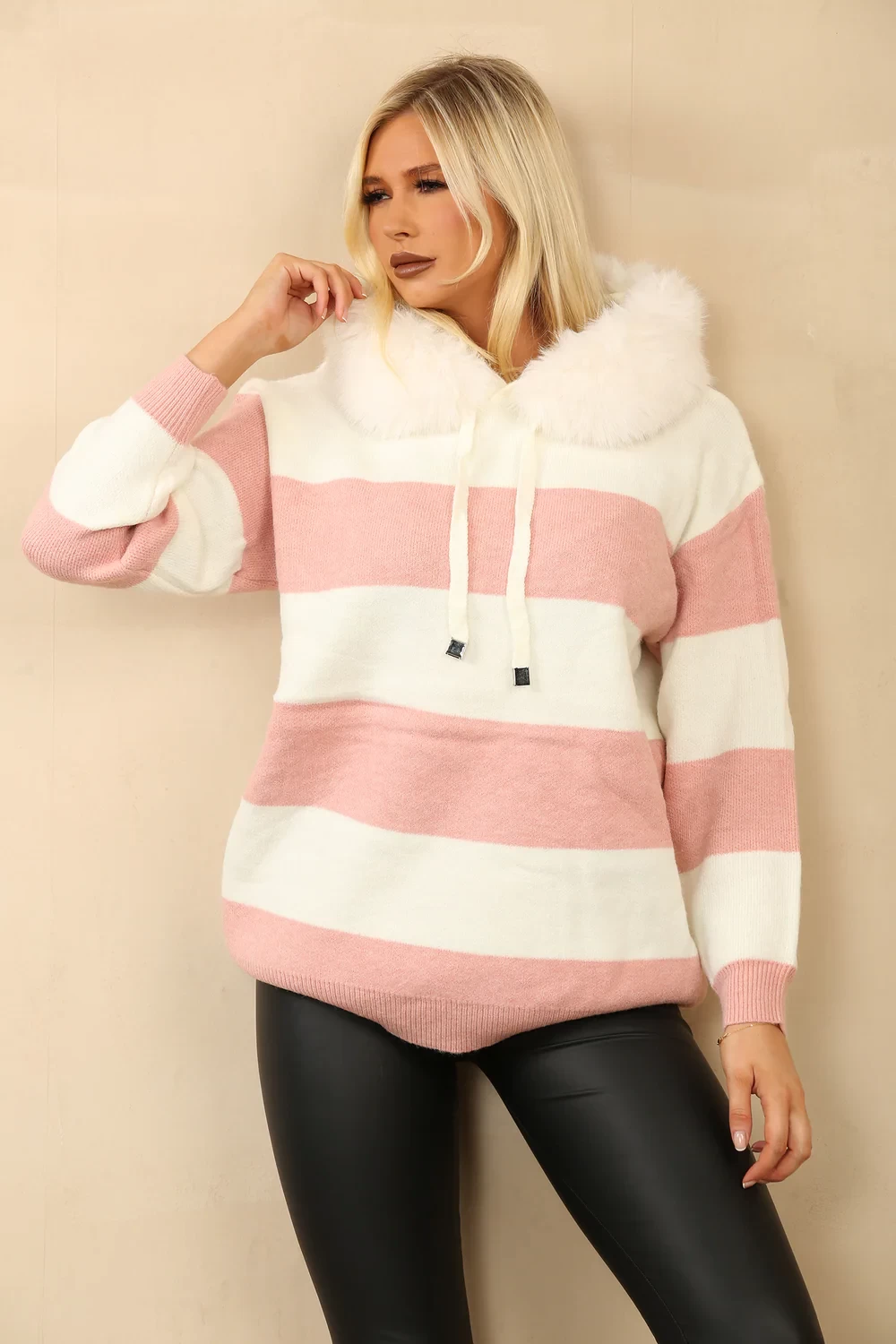 COLTER STRIPE FUR HOODIE