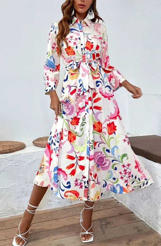 KASIA FLORAL PRINT MIDAXI SHIRT DRESS