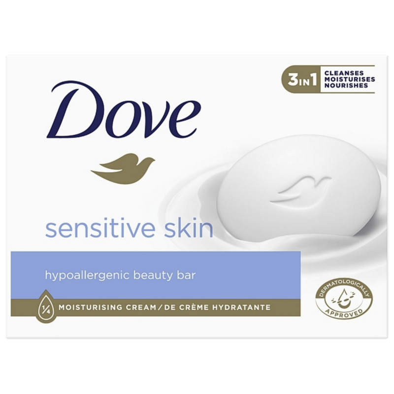 Dove Sensitive Skin Hypoallergenic Beauty Bar Soap 90g