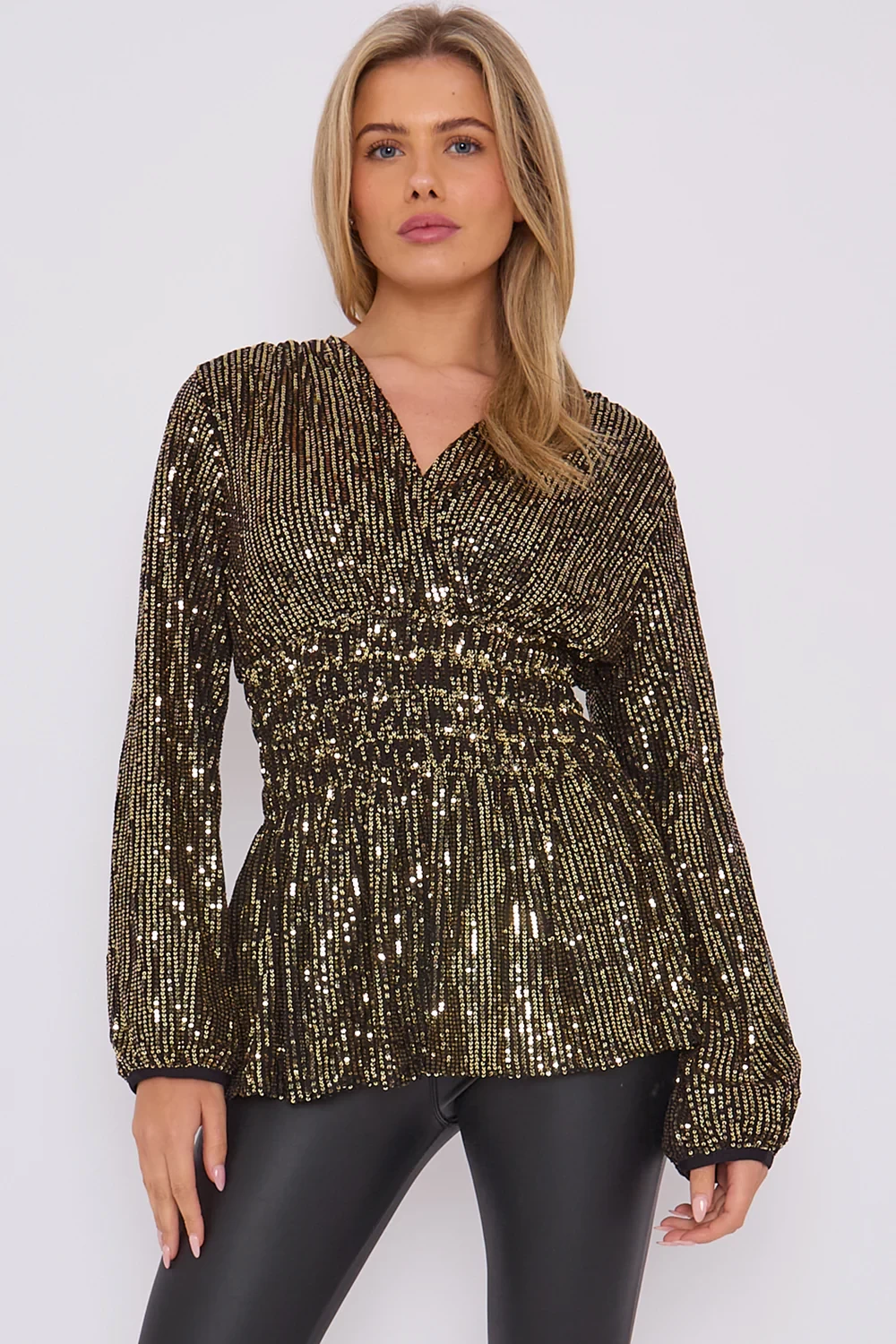 ADA SEQUIN GATHERED BLOUSE