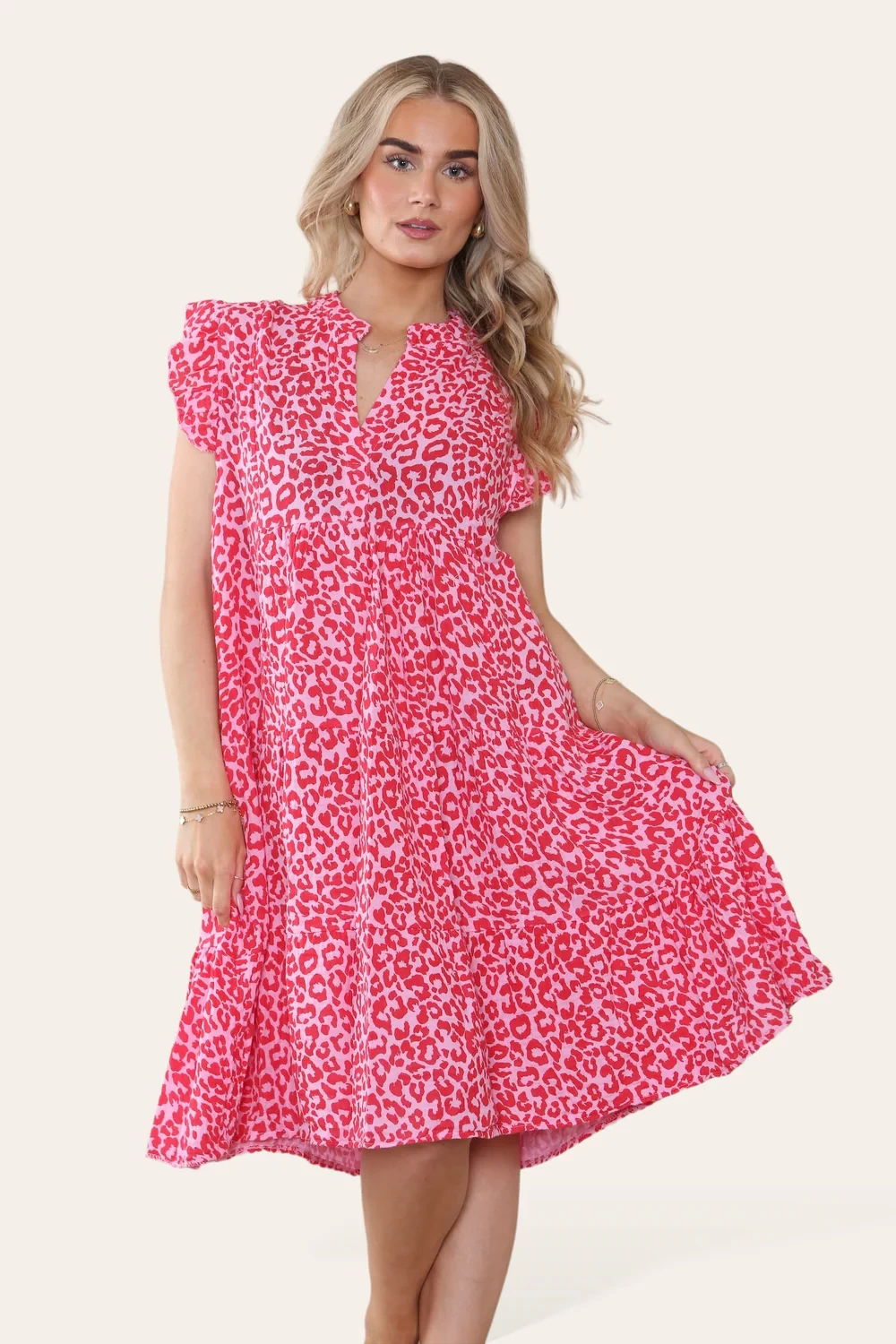 CHEESE CLOTH LEOPARD FRILL SMOCK