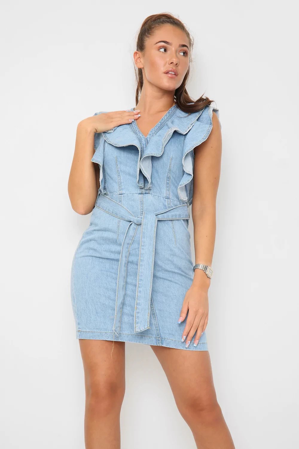 DENIM FITTED DRESS