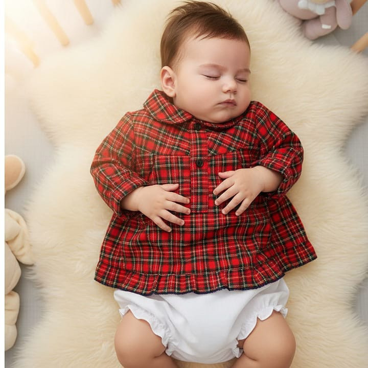Baby Girls Tartan Dress & Panties Set (0-9M)