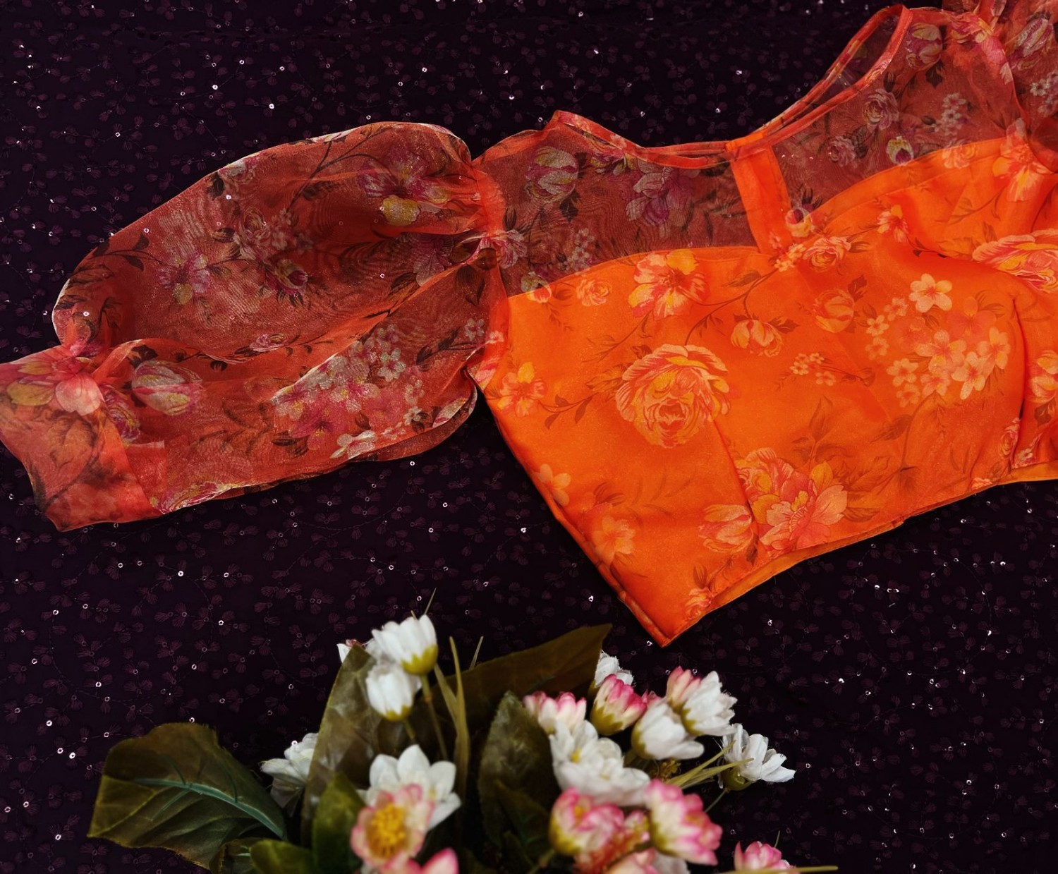 Heavy rich print designer pattern blouse