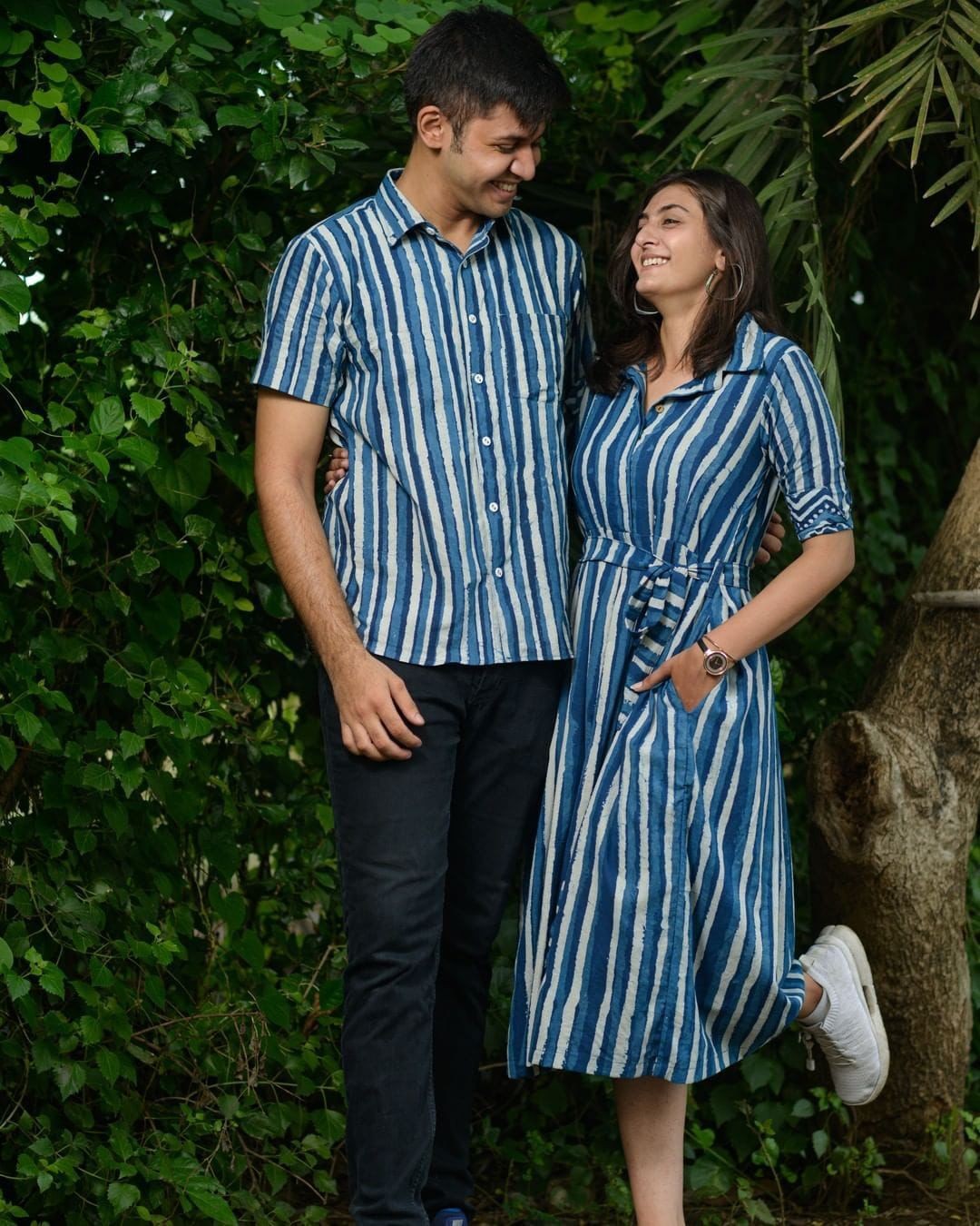 COUPLE COMBO HALF SLEEVE SHIRT WITH KURTI