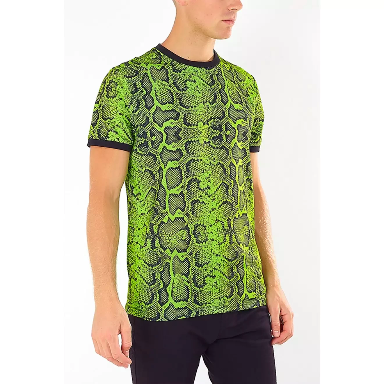 Neon green snakeskin print t-shirt