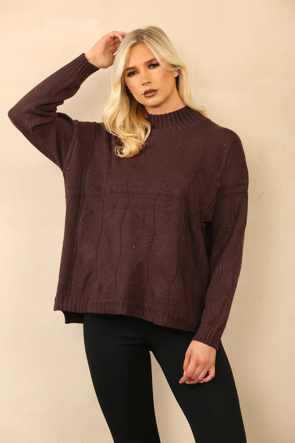 ANA DIAMOND PATTERN HIGHNECK JUMPER