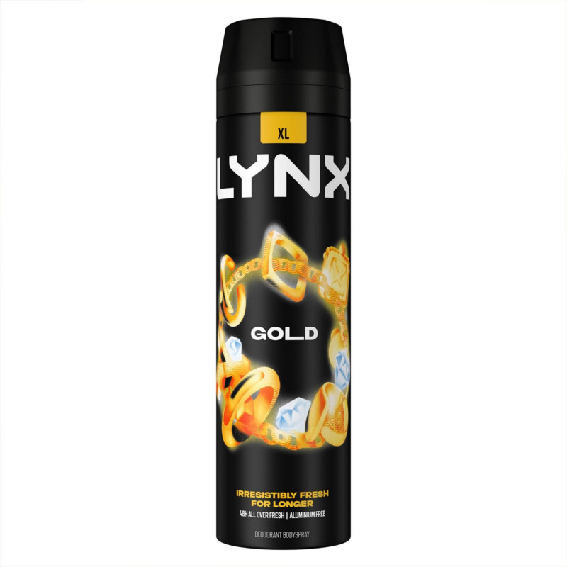 Lynx Gold Aluminum Free 48Hr All Over Fresh Deodorant Body Spray 200ml