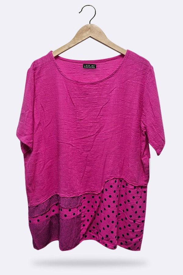 Italian Polka Dot Print Panelled Top