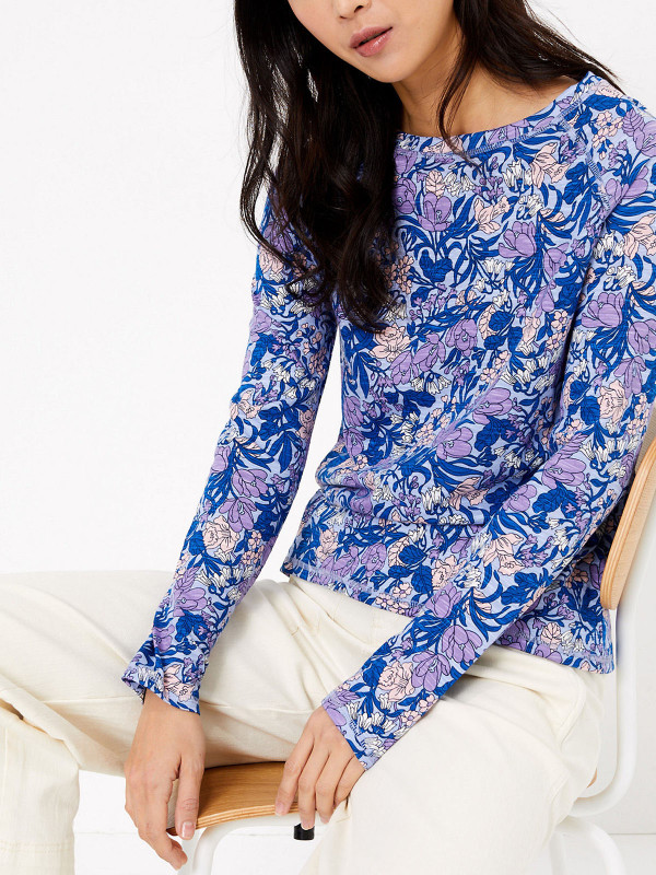 Pure Cotton Floral Long Sleeve Top