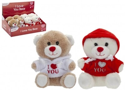 I LOVE YOU BEAR WITH HOODY 12cm