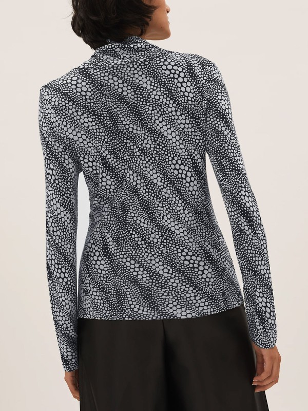 Cotton Rich Printed Funnel Neck Top