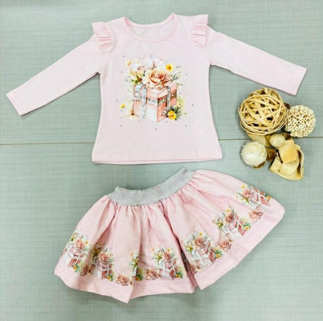Girls Gift Box Pearl Diamante Skirt Set (1-4Y)