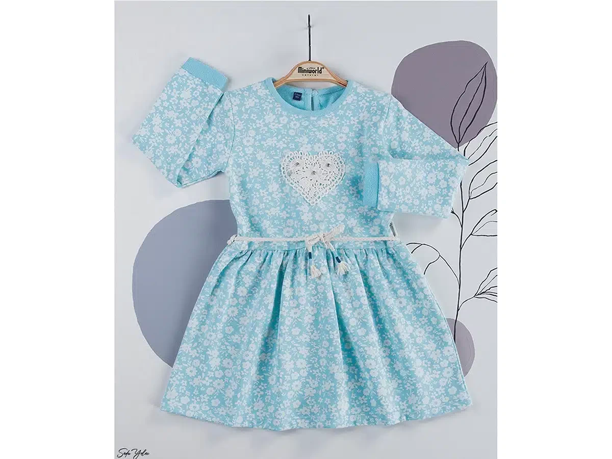 Girls Floral Lace Heart Dress with Belt (3-6Y)
