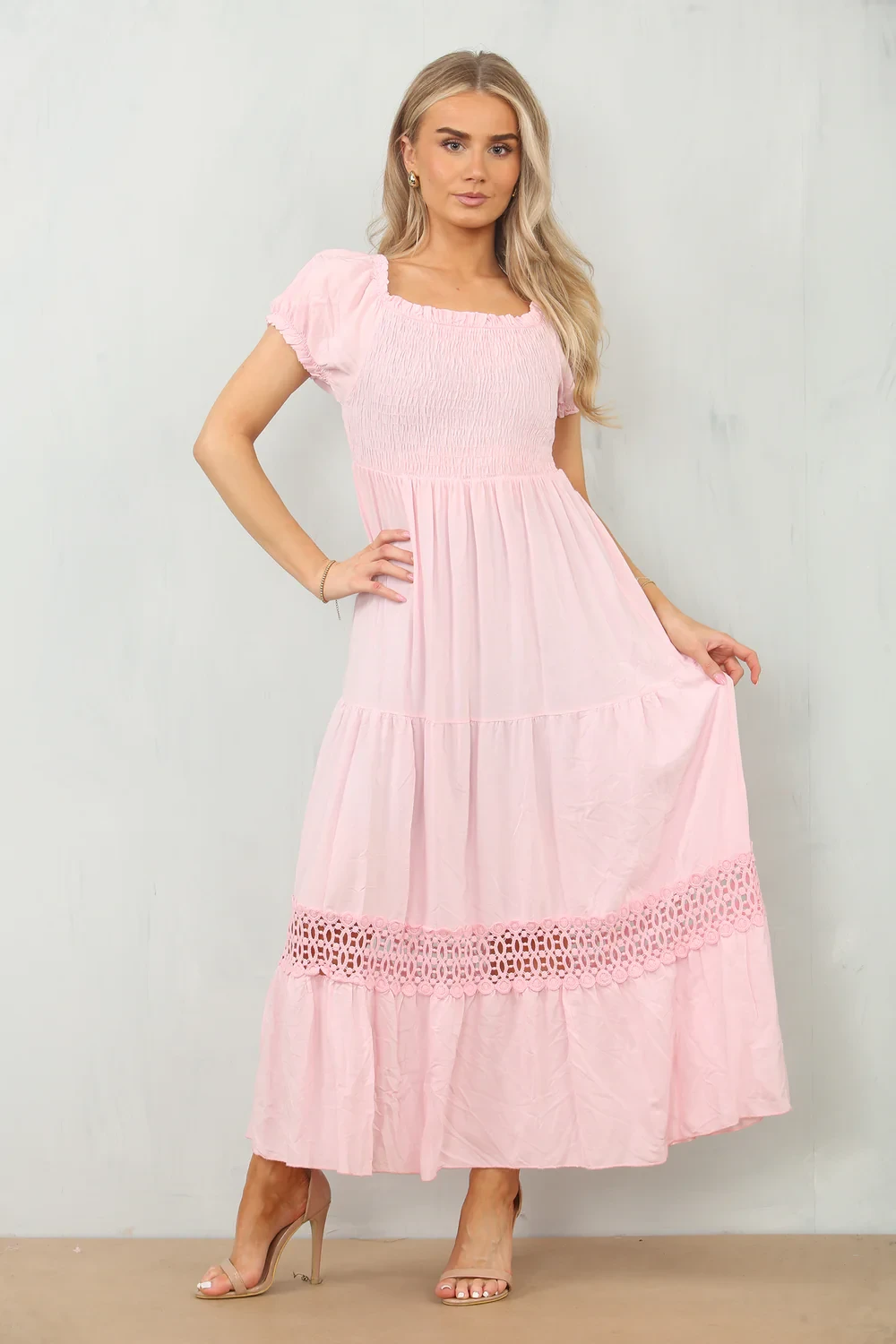 SHIRRED ELASTICATED MAXI