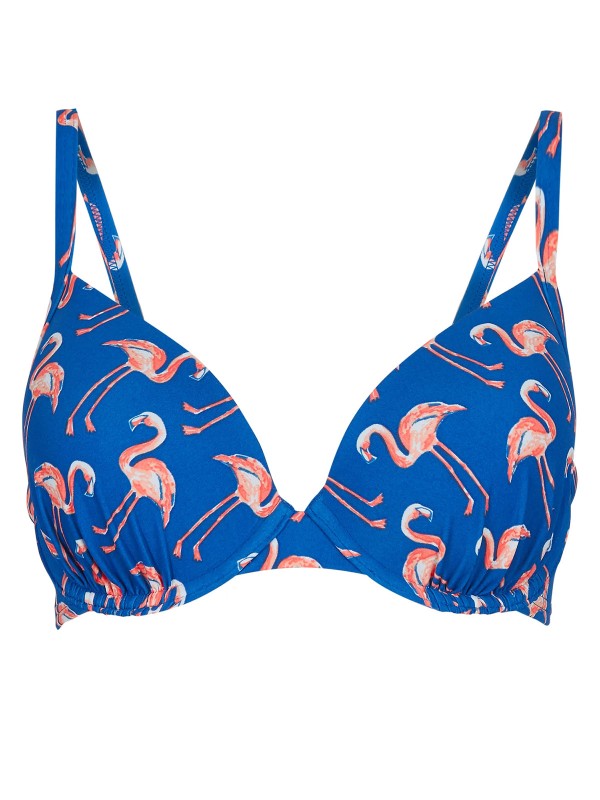 Flamingo Print Plunge Bikini Top