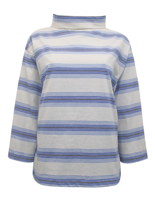 Crew Clothing LIGHT-BLUE High Roll Neck Striped Top