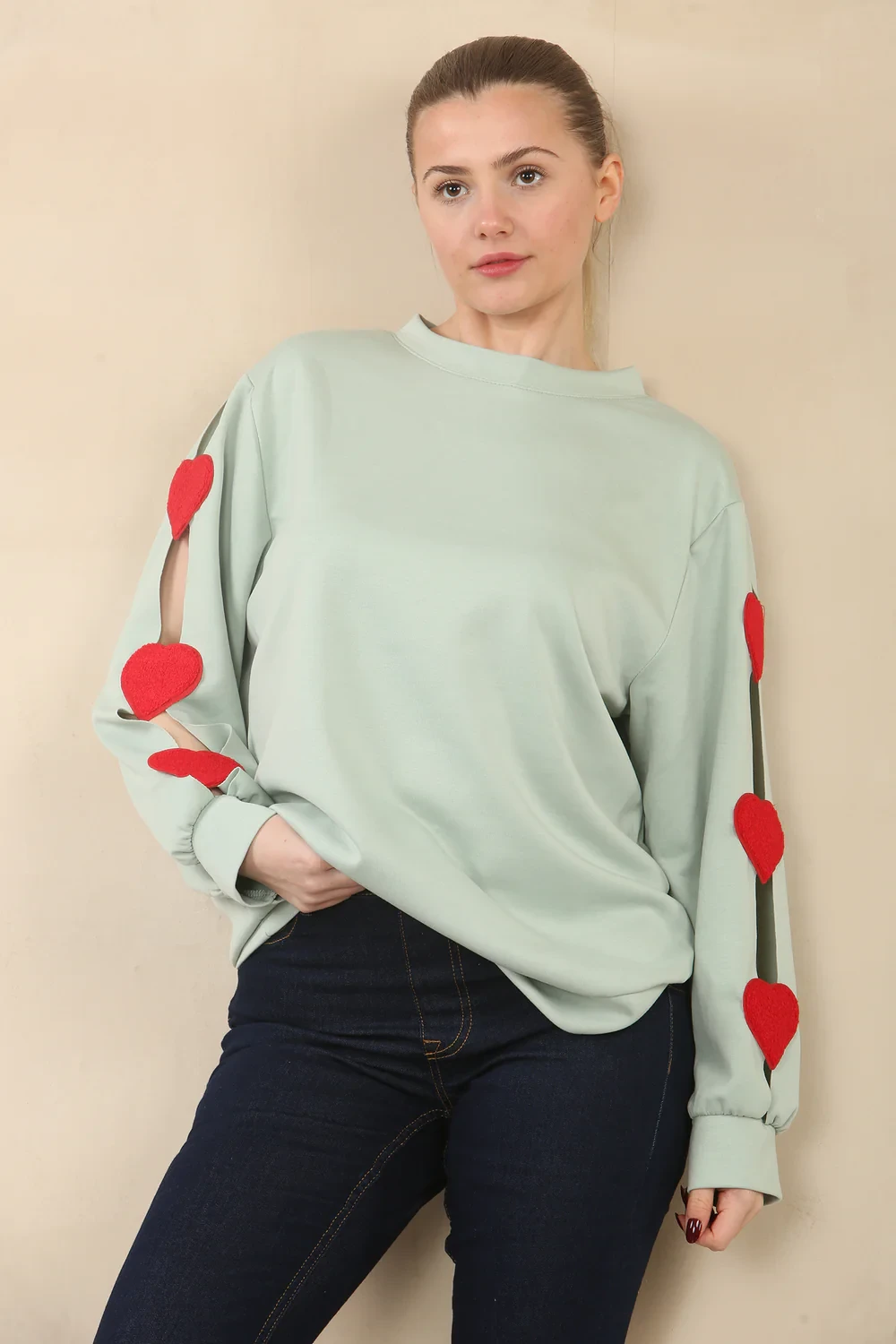 HEART PATCH SLEEVE SWEET - MINT