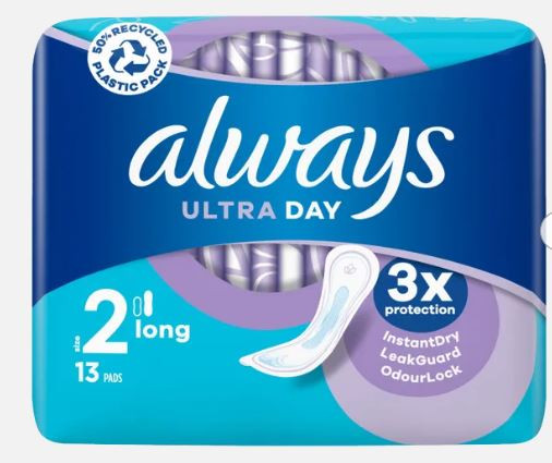 Always Ultra Day Sanitary Towels with Wings | Size 2 | Long | 22 Pads (Pack of 2X 11) | Odour Neutraliser Technology | Absorbent Core | Including Jaspem Period Tracker