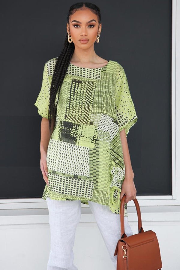 Italian Cotton Mono Patchwork Kaftan Top