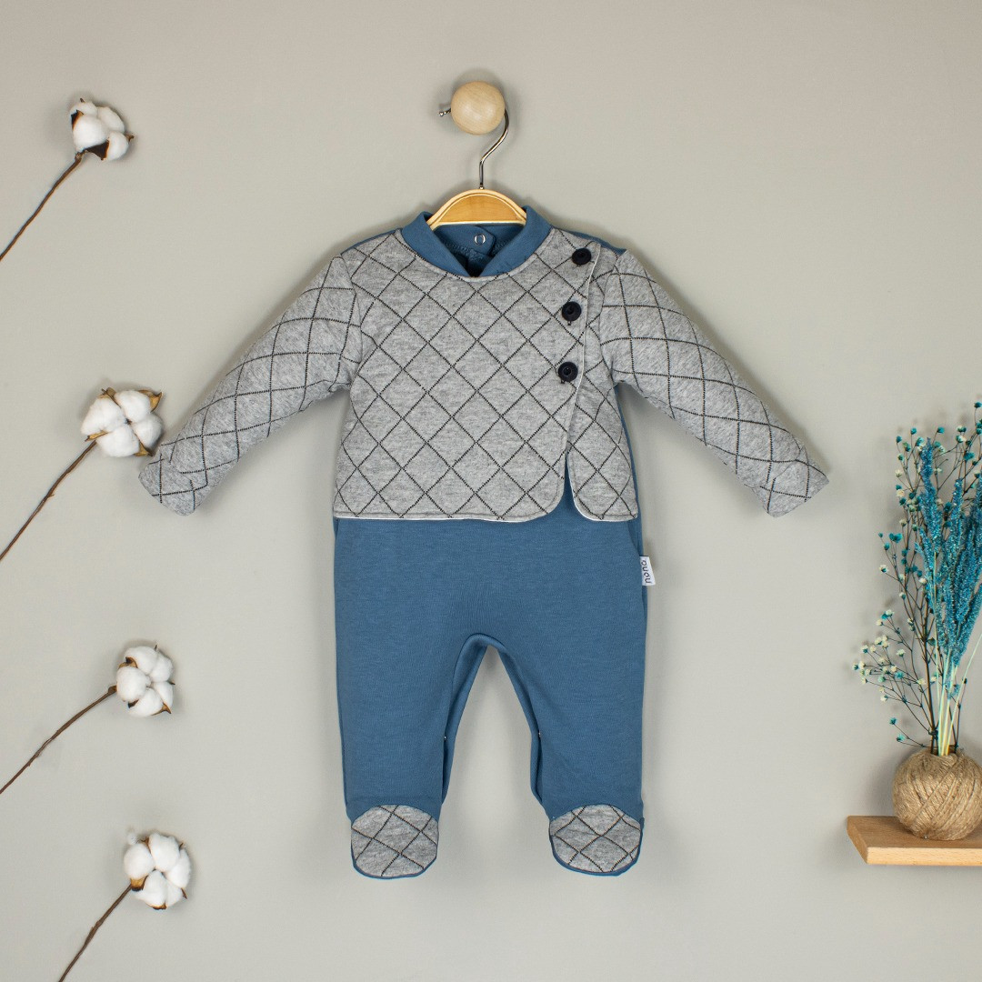 Baby Boys Embroidered Cross Stitch All in One Romper (0-9M)