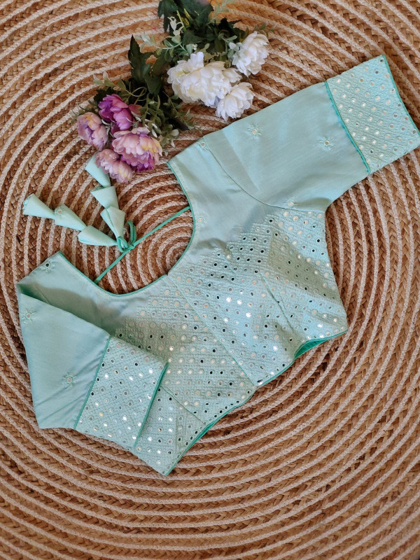 Heavy mirror work readymade blouse