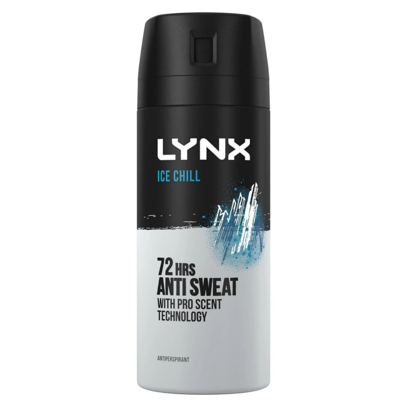 Lynx Ice Chill 72Hr Anti Sweat Men's Anti-Perspirant Deodorant Spray 150ml