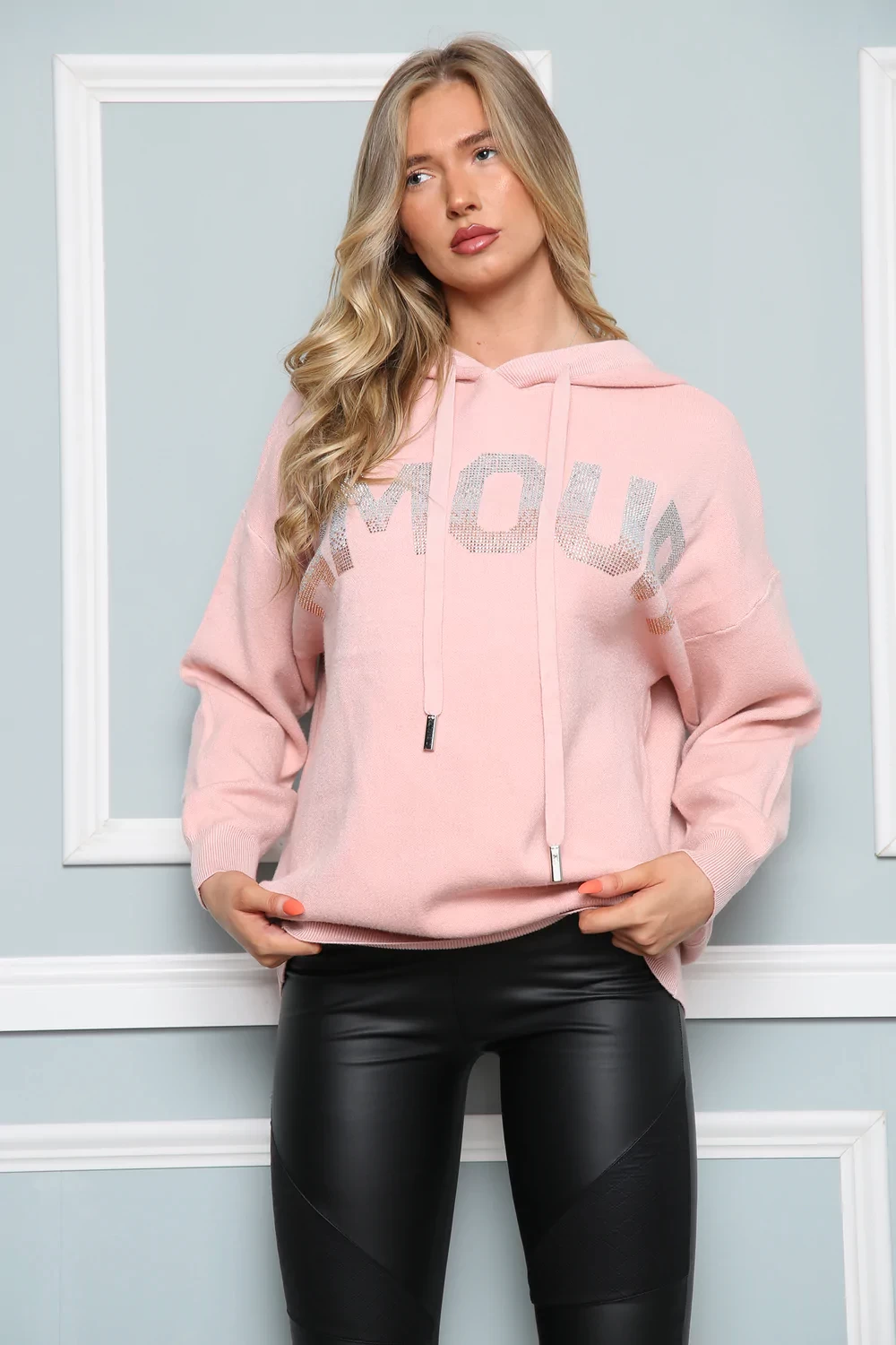 AMOUR EMBELLISHED HOODIE JUMPER