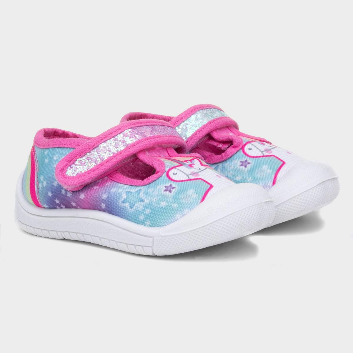 Buckle My Shoe Girls Unicorn Canvas Shoe