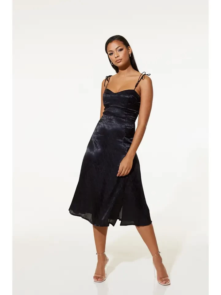 Valentina Dress in Recycled Black Jacquard