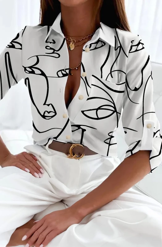 JAZMIN ABSTRACT PRINT BLOUSE SHIRT TOP