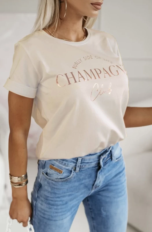 'CHAMPAGNE CLUB' GRAPHIC PRINTED T. SHIRT-STONE