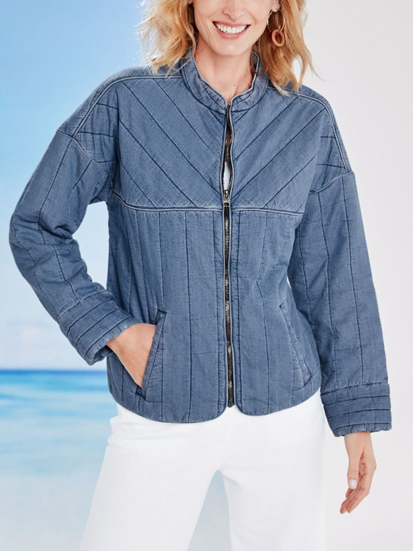 DENIM Mandarin Collar Padded Gloria Jacket