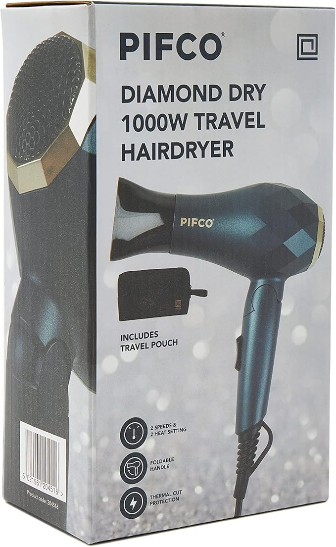 PIFCO HAIR DRYER+TRAVEL POUCH - 1000W