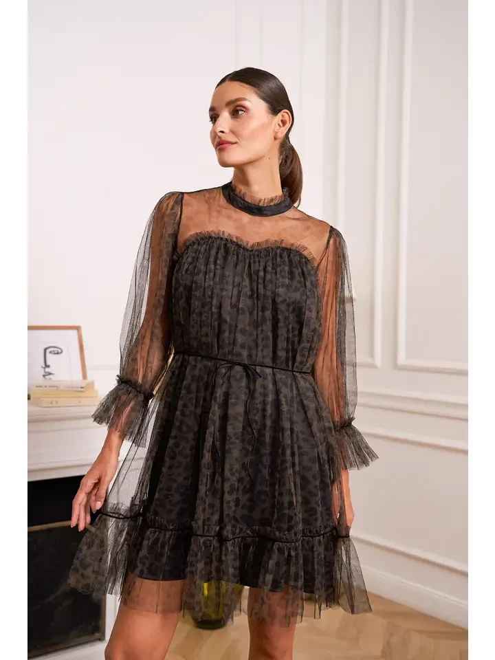 Iris Leopard Tulle Dress -